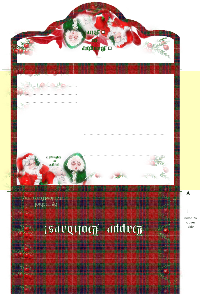 free lined envelope says naughty or nice