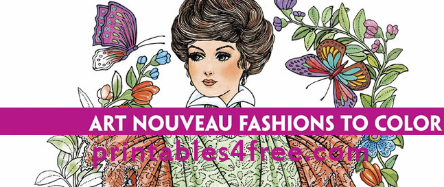 art nouveau fashion designs to colour