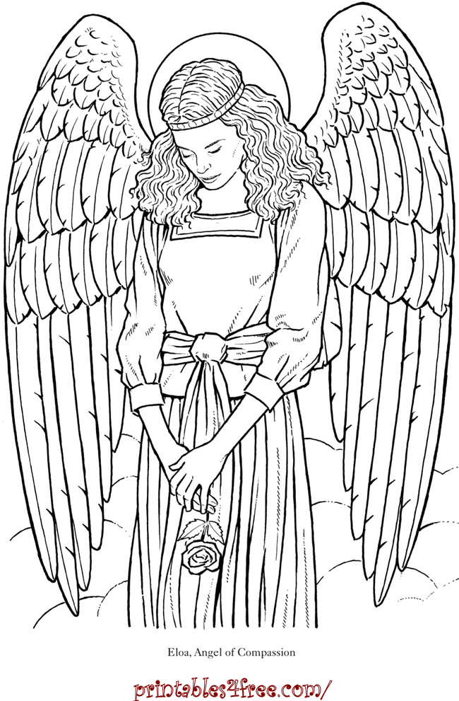 ::free Coloring Pages - For Adults - beautiful Angels::