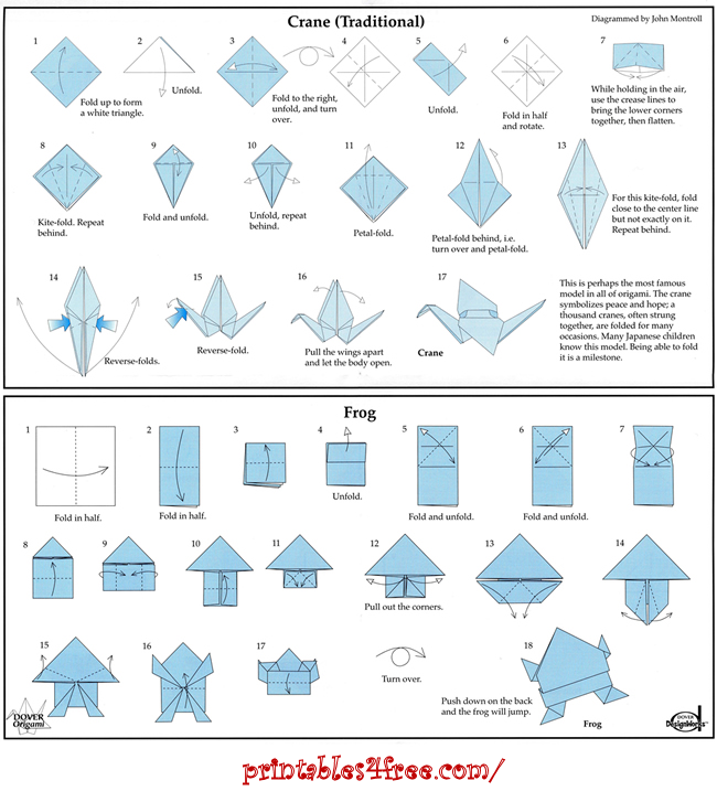 Origami - Easy - Advanced - printables4free.com