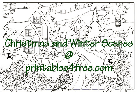 advanced christmas and winter snow scenes coloring pages logo