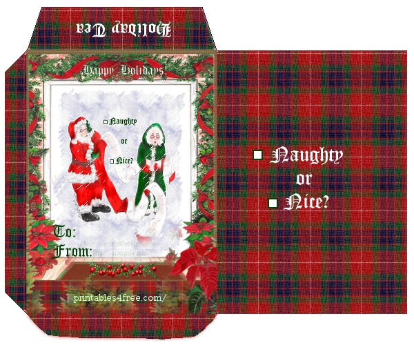free large envelope to share your favourite foiled tea says naughty or nice