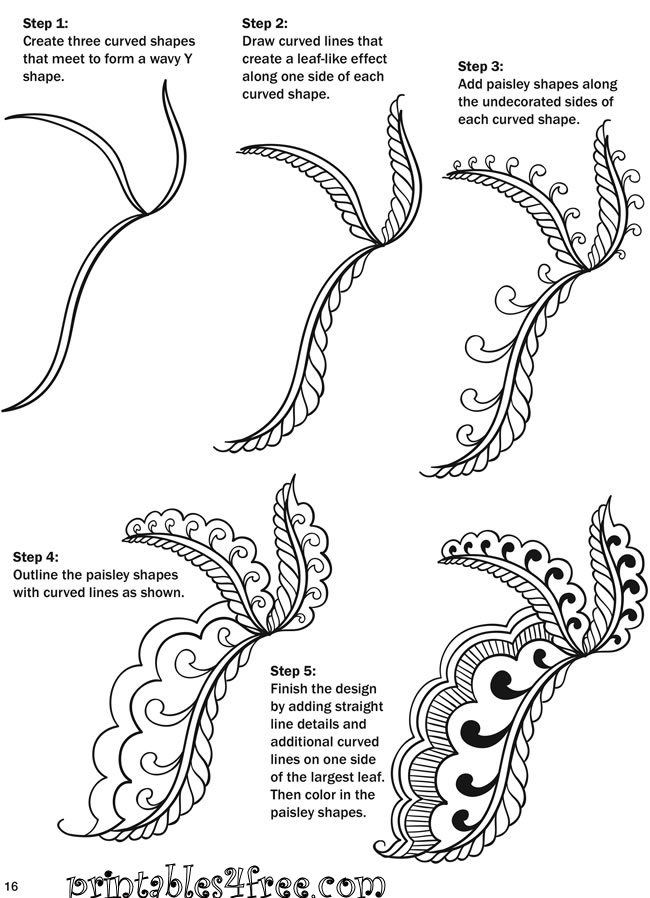 ::How to Create & Color - Henna - Mehndi Designs - printables4free.com