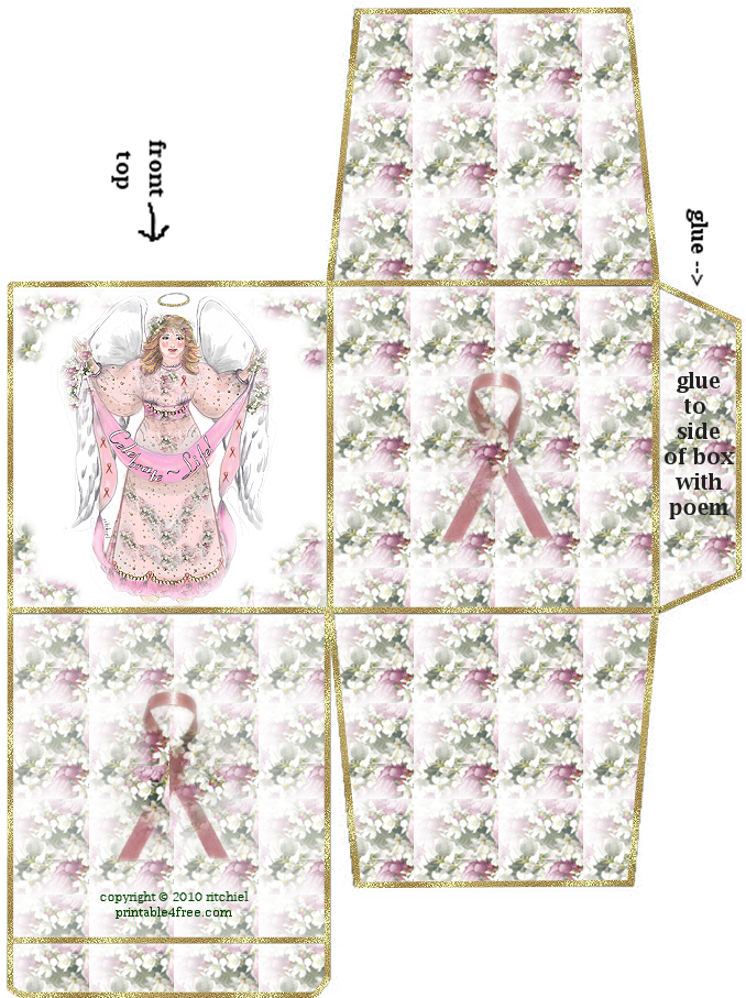 Breast Cancer Awareness free Printables Small 3x3x3 Box