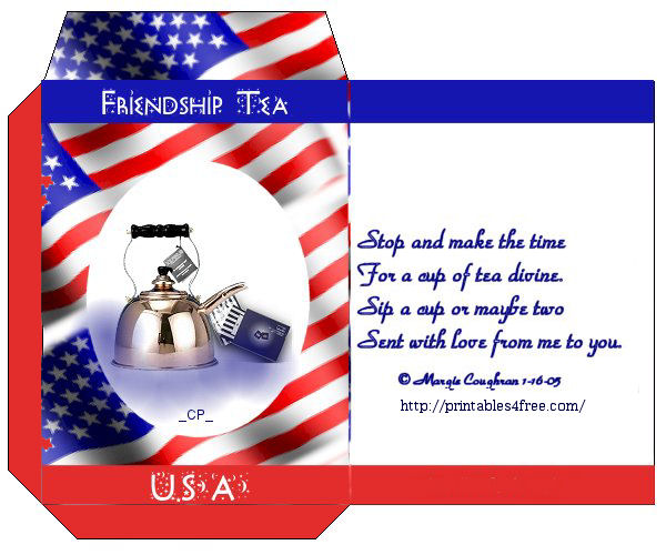 frienship tea from USA with poem