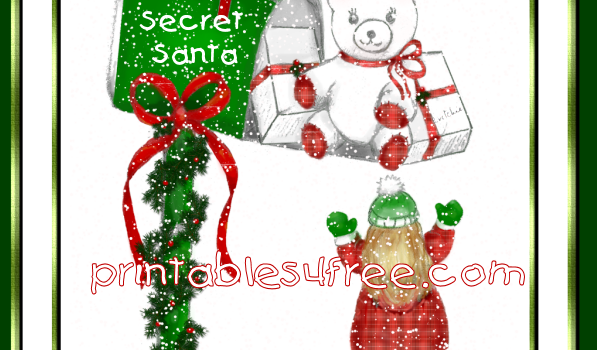 secret santa holiday gifts and banter printable set logo