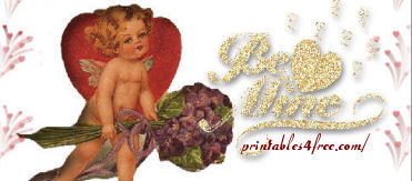 valentine logo Victorian Cupid wit flowers