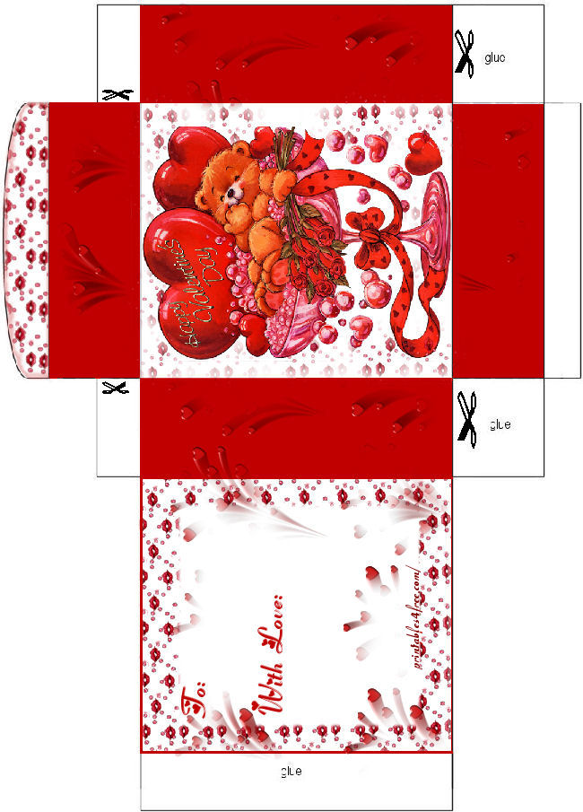 ::13+ Craft Printable Valentine's - Bear with Hearts - printable4free.com::