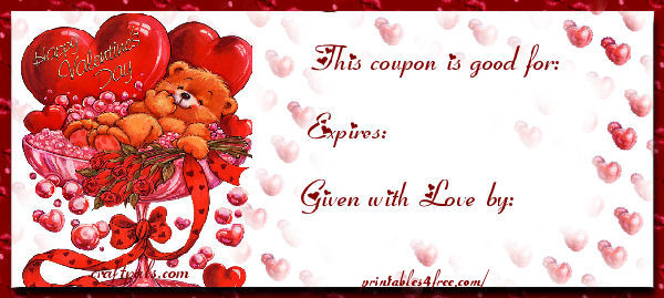 valentine's  coupons with bear